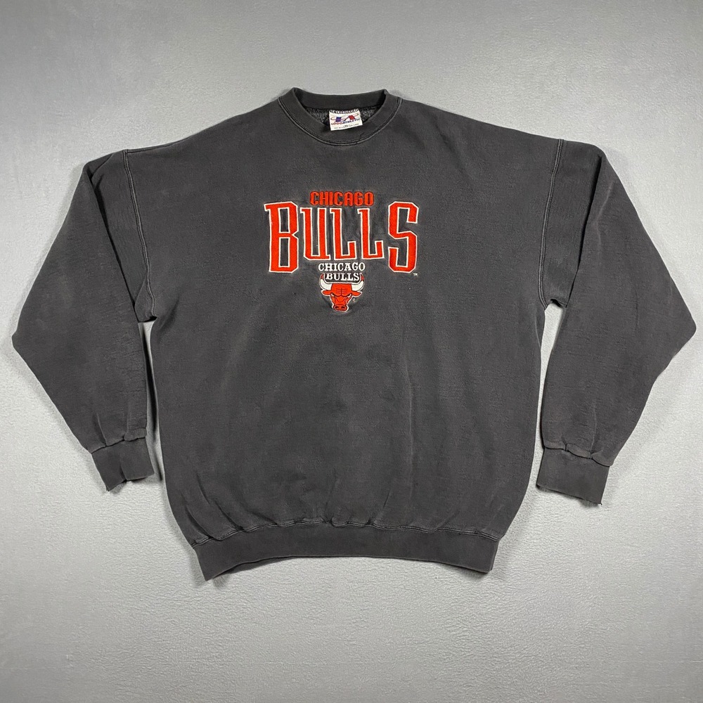 Vintage 90s Logo Athletic Chicago Bulls Sweatshirt Mens XL Black Made in USA NBA